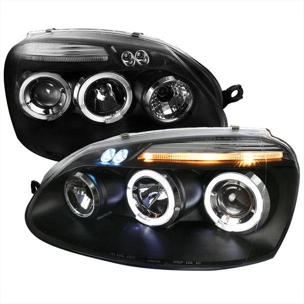 2006-2010 Volkswagen Jetta & 2006-2008 Golf/Rabbit Black Projector Headlight Housing Kit with Dual Halo LED - Upgrade Your Car Lighting for Night Driving & Enhanced Style