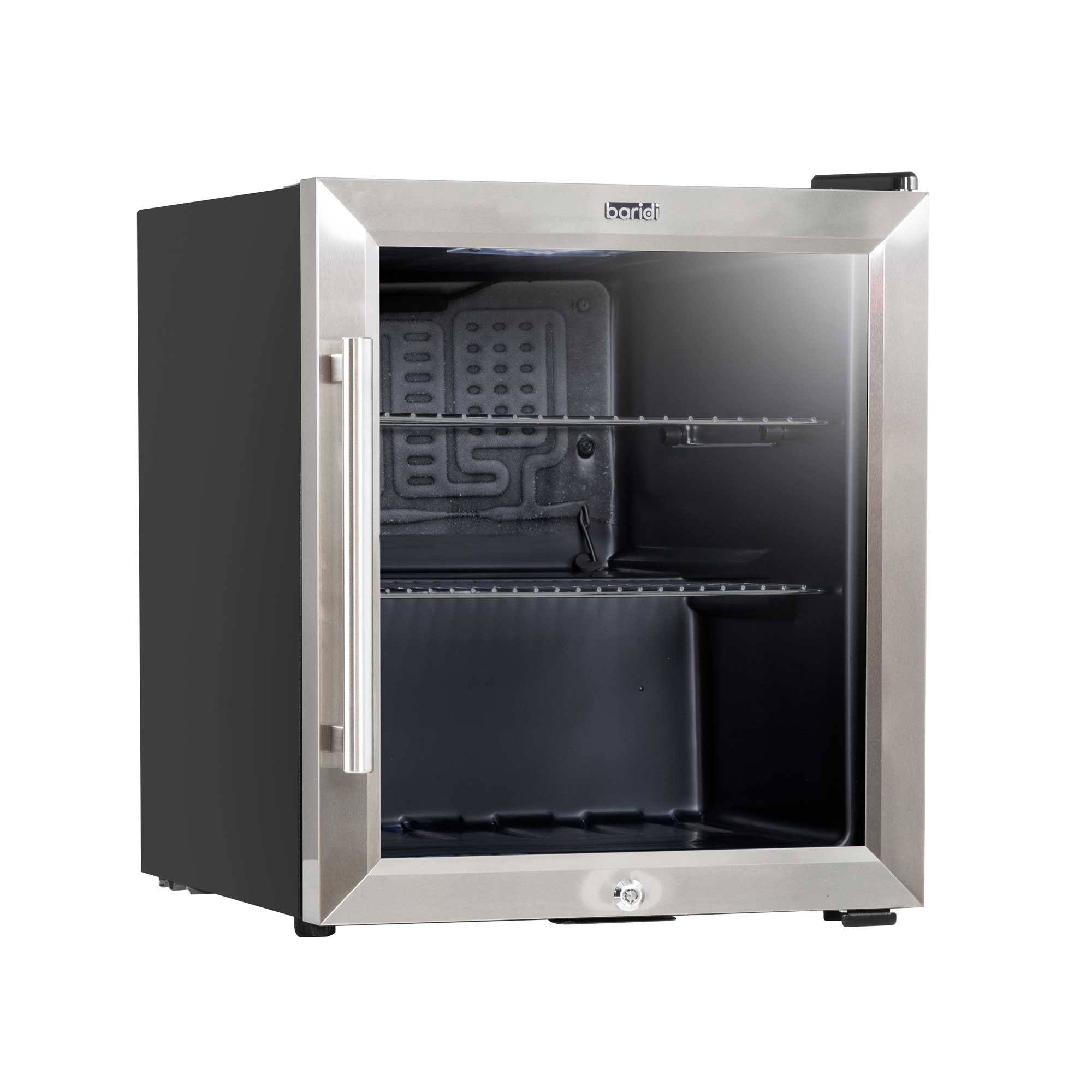 Baridi 50L Mini Fridge for Drinks & Wine - Portable Cooler with LED Light, Stainless Steel Design - Perfect for Home, Office, Dorm, and Outdoor Parties