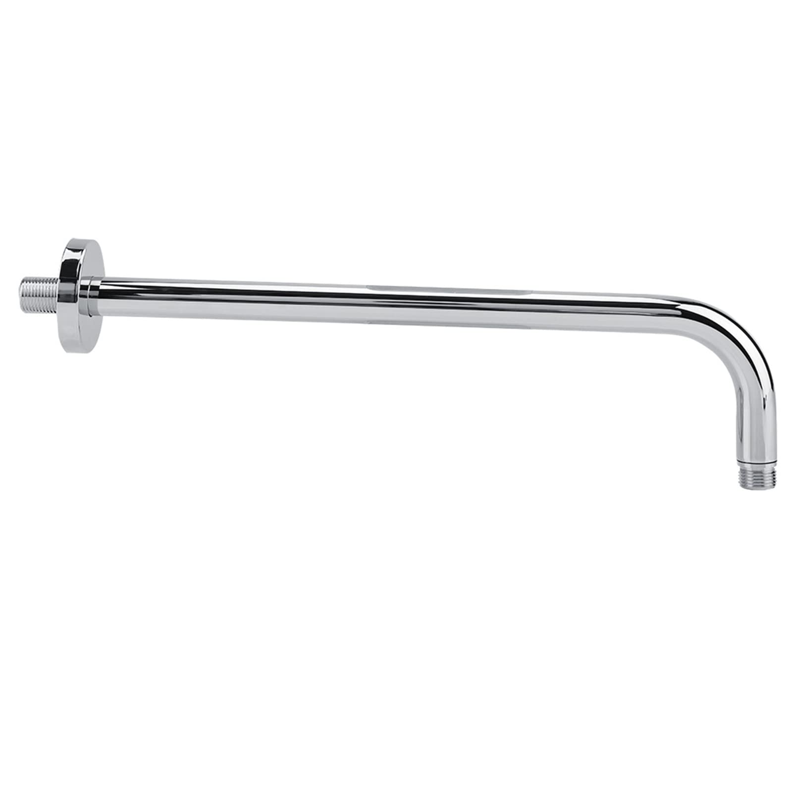16 Inch L-Shaped Stainless Steel Chrome Shower Arm with Flange - Wall Mount Angle Shower Extension for Fixed & Rain Shower Heads - Perfect for Bathroom Renovation & Spa-Like Shower Experience