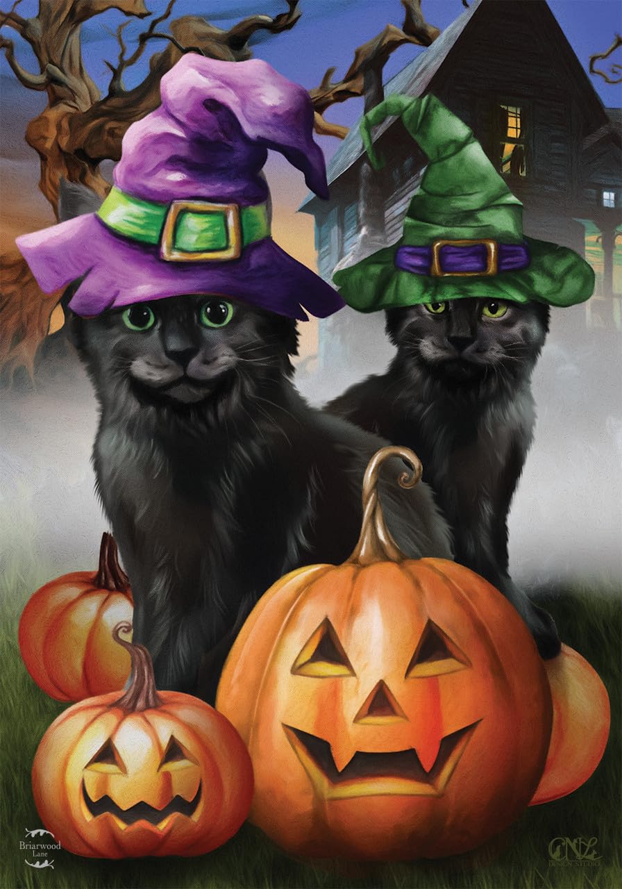 Briarwood Lane Spooky Kittens Halloween House Flag - Outdoor Decor for Fall & Halloween Season - Perfect for Front Porch, Yard, and Seasonal Celebrations