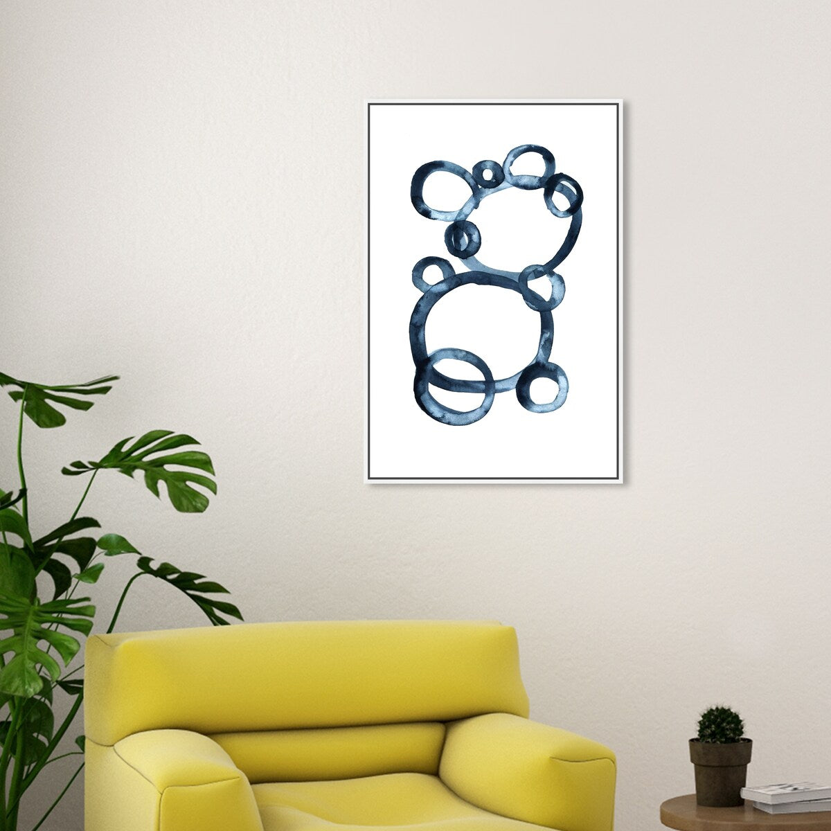 Bear Bubbles Modern Baby Bear Fingerpainted Art - White Framed Canvas Wall Print for Nursery & Boys Room Decor - Perfect for Baby Showers, Kids Bedrooms & Playroom Wall Art
