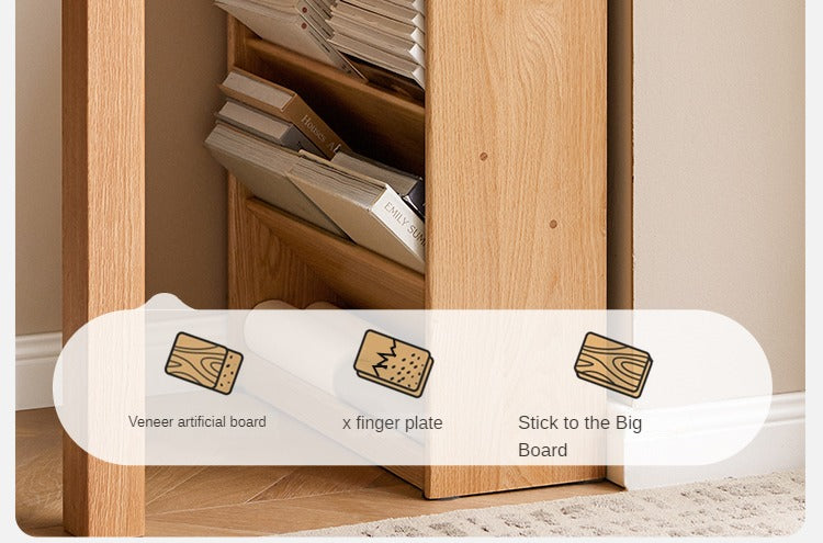 Oak Solid Wood Small Wall-Mounted Book Rack - Space-Saving Bookshelf for Living Room, Bedroom & Office Organization