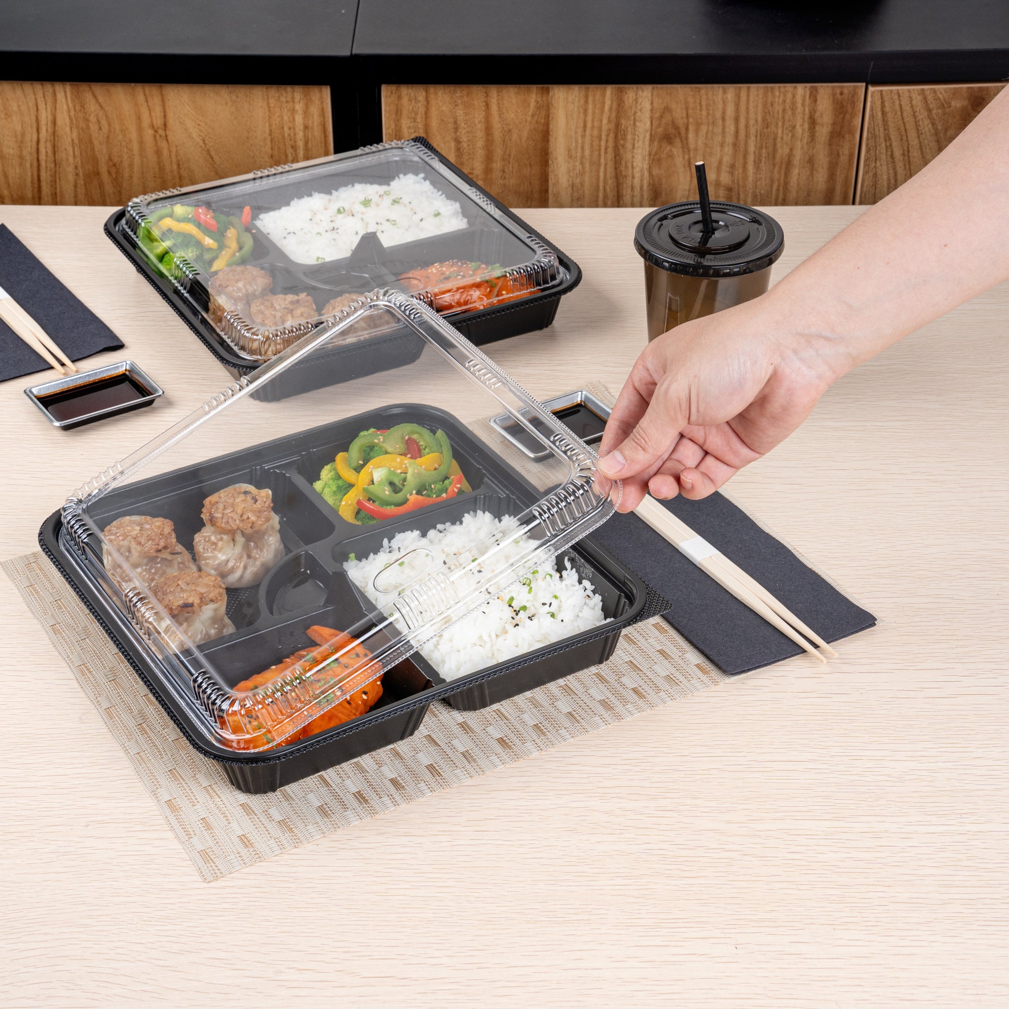 Bento Tek Square Clear Plastic Lids - 100 Pack for 40 oz Bento Boxes | Airtight Food Storage | Perfect for Meal Prep, Lunches & Leftovers