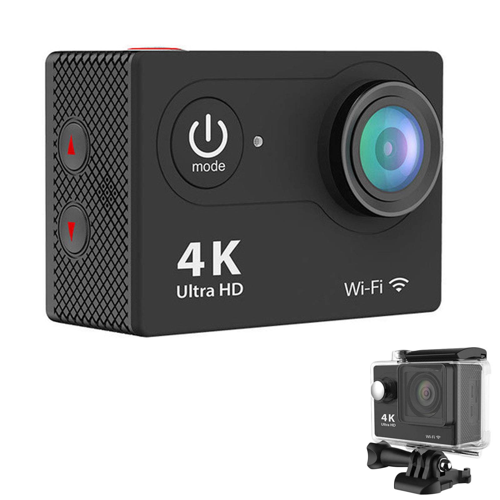 0℃ Outdoor 4K 20MP Waterproof Action Camera with WIFI, HDMI, 2.4G Remote Control, 30M Underwater Depth, Mounting Accessories Kit, Black - Ideal for Diving, Surfing, and Extreme Sports