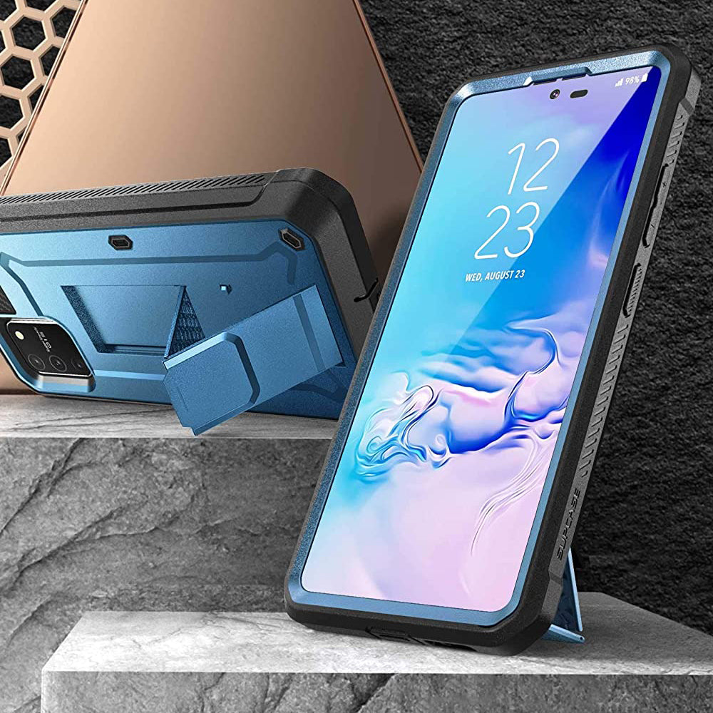 Samsung Galaxy S10 Lite Unicorn Beetle Pro Full-Body Rugged Holster Case - Heavy Duty Protection with Kickstand, Metallic Blue - Perfect for Outdoor, Work & Extreme Sports