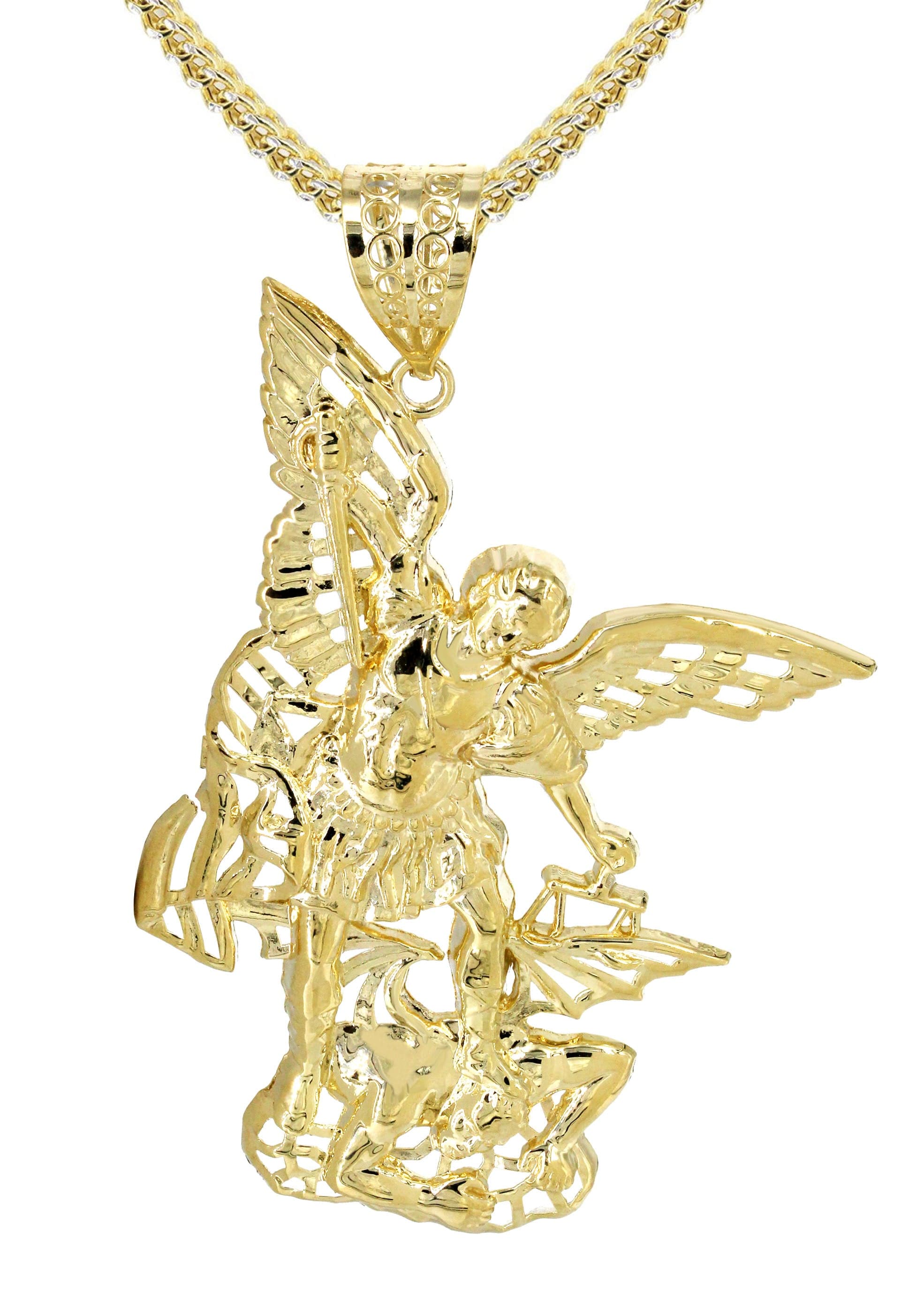 10K Yellow Gold Saint Michael Necklace for Men & Women - 21.3 Grams Religious Jewelry - Perfect for Daily Wear, Gifts & Spiritual Protection
