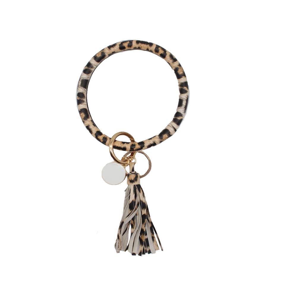 YUCNACO Leather Keychain Bracelet - Stylish Wristlet Bangle Key Holder with Circle Key Ring Chain for Women & Girls | Perfect Gift for Everyday Use, Travel & Fashion Accessories