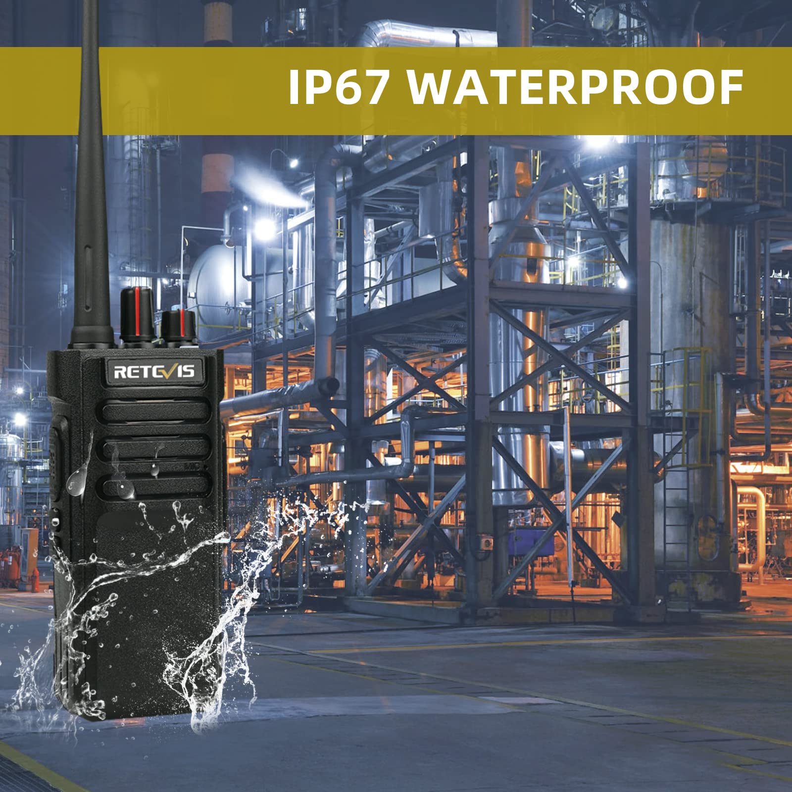 Retevis RT29U Waterproof Military Grade Walkie Talkies - 2 Way Radio with 3200mAh Battery, Emergency Alarm & Long Range Communication (Black, 1 Pack) - Ideal for Urban Adventures, Construction Sites & Outdoor Emergencies