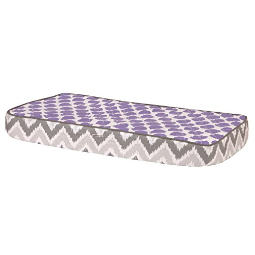 Bacati Ikat Zigzag Grey & Muslin Purple Dots Changing Pad Cover - Soft Baby Changing Table Cover for Nursery, Diaper Station & Travel - Waterproof & Breathable Fabric for Newborns & Toddlers