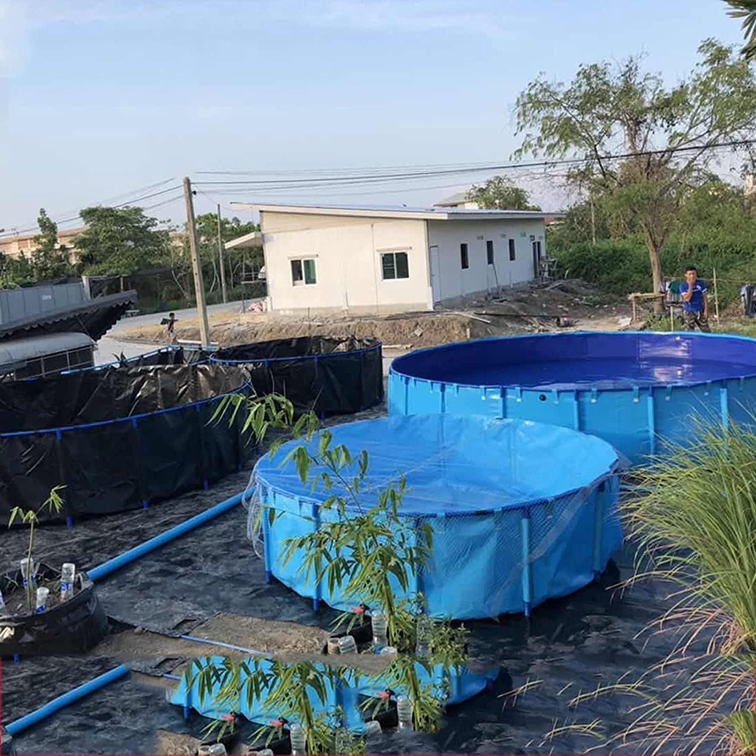 Durable PVC Canvas for Above Ground Ponds - 6.5ft x 3ft Collapsible Belt Frame Pool, Fish Pond & Water Storage Tank (3100L Capacity) | Perfect for Koi Culture, Agricultural Irrigation & Outdoor Use