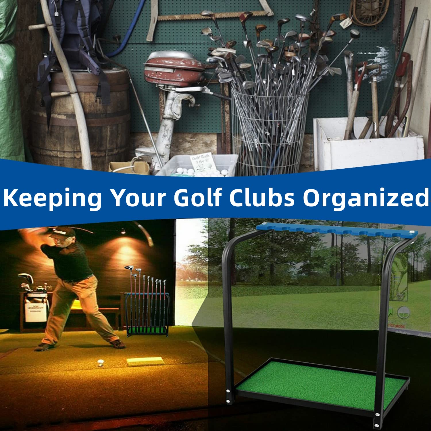 Premium Acrylic Golf Club Rack - 9 Hole Golf Putter Stand Holder with Non-Slip Metal Base | Scratch-Resistant Golf Club Organizer & Display Shelf | Perfect for Home, Office, or Pro Shop Storage