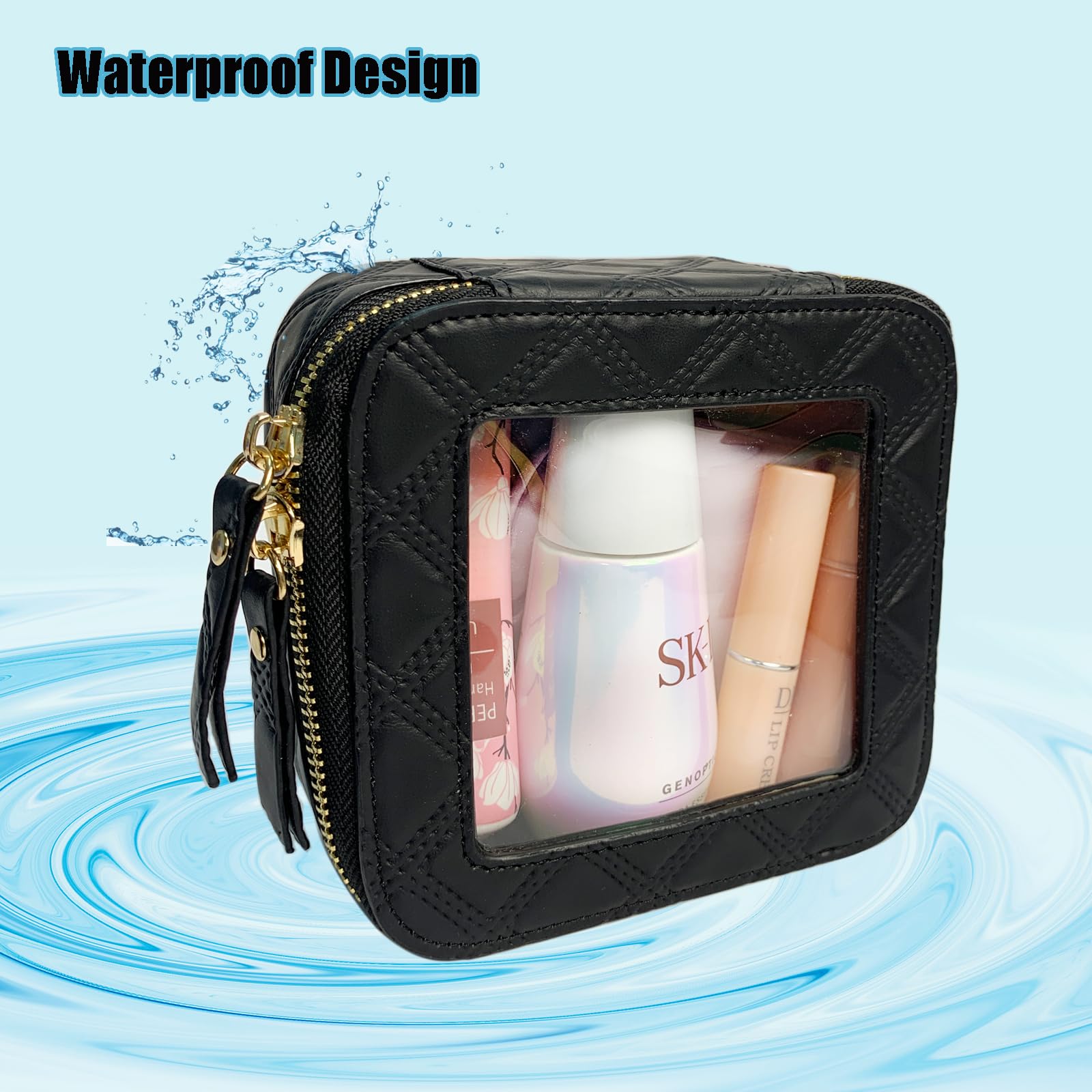 Waterproof Clear Makeup Bag for Women - Travel Toiletry Organizer with Zipper - Perfect for Skincare & Cosmetics Storage