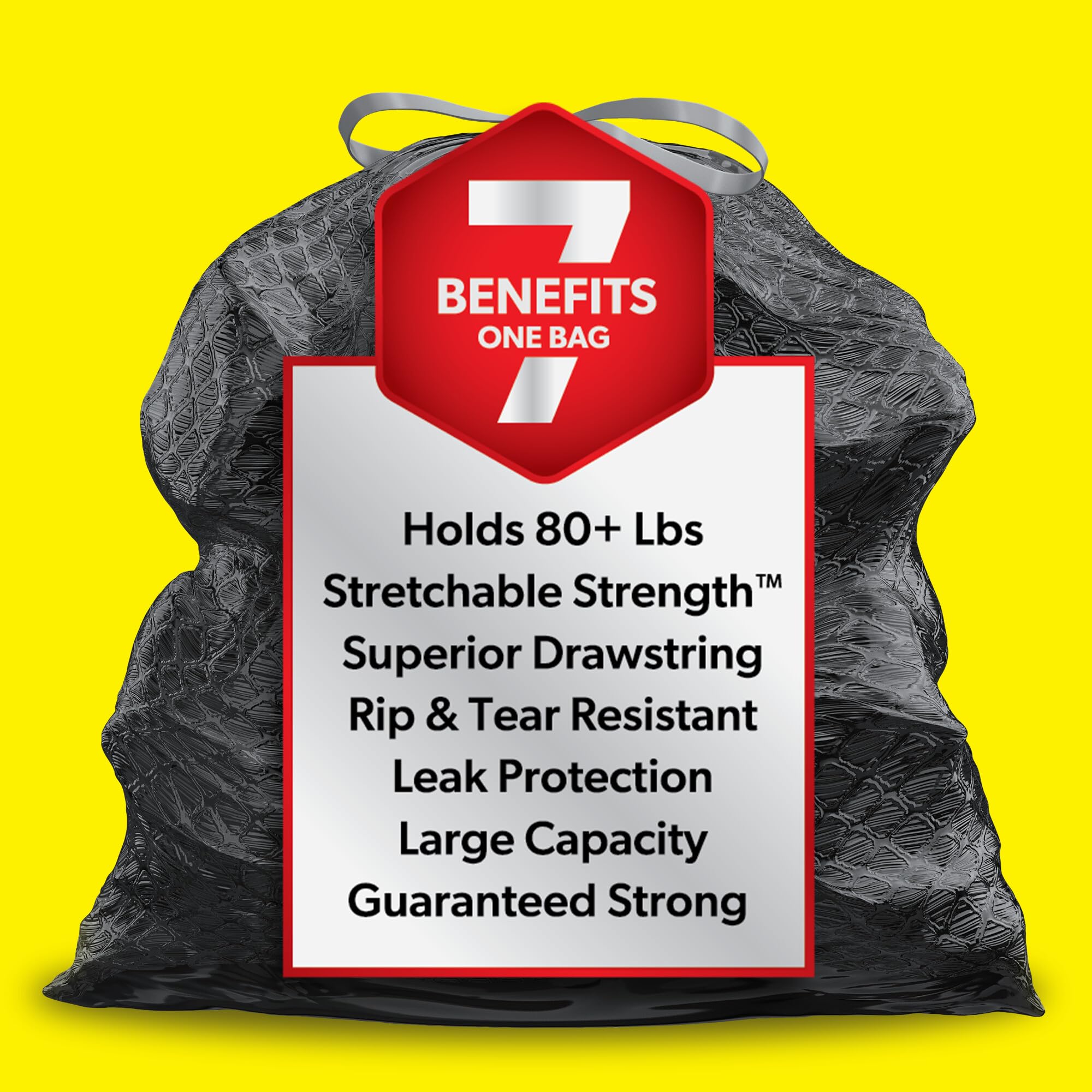 Glad Large Drawstring Trash Bags - ForceFlex 30 Gallon Heavy Duty Garbage Bags, 50 Count (Black) - Perfect for Kitchen, Office, and Outdoor Waste Disposal