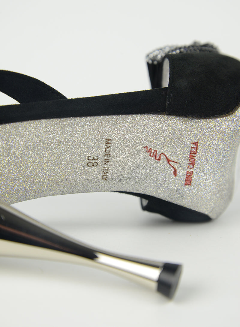 Rene Caovilla Black Bow Sandals Size 38 | Elegant Women's Dress Shoes for Weddings, Parties & Special Occasions