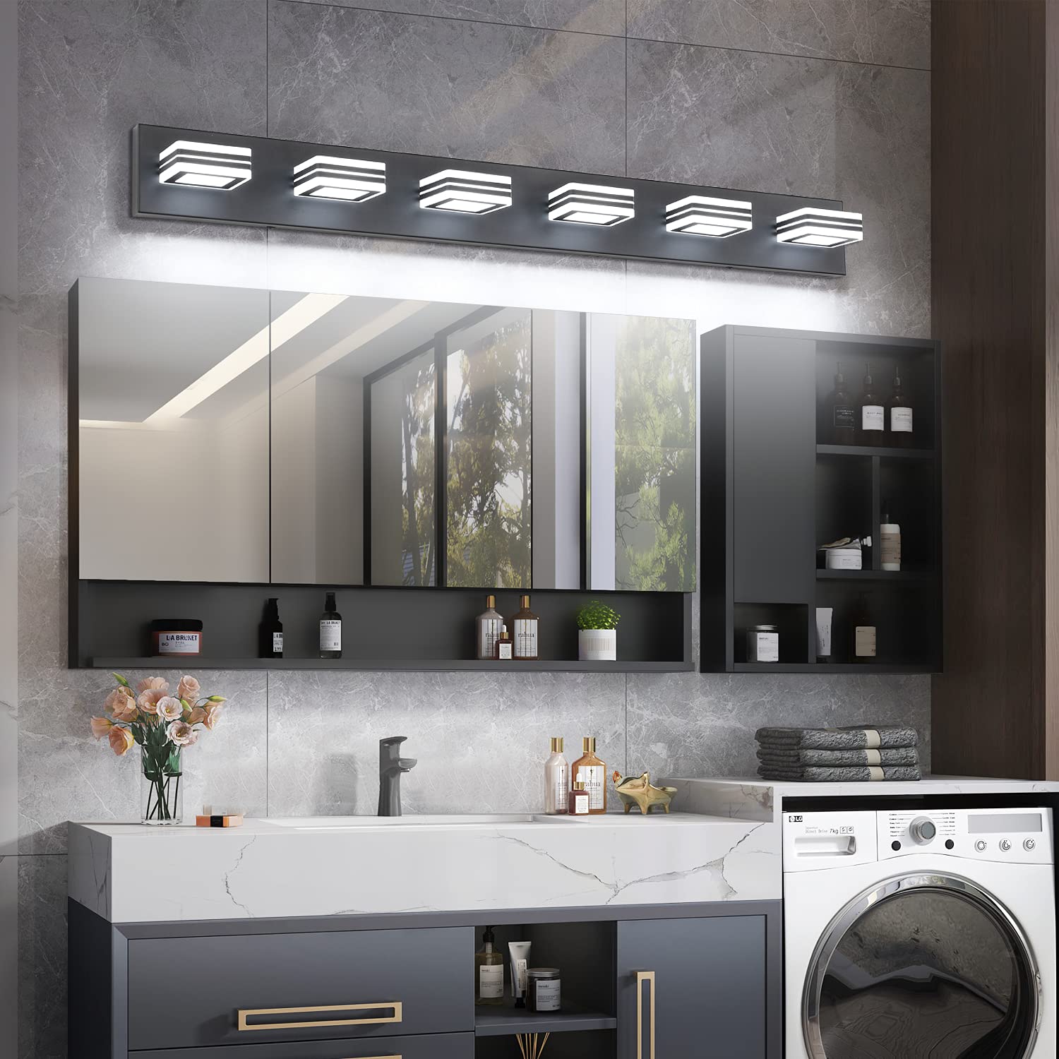 Modern Matt Black LED Bathroom Light Fixture - Over Mirror Vanity Lighting for Bathroom, Dimmable & Energy Efficient - Perfect for Modern Home, Spa, Hotel & Luxury Bathroom Decor