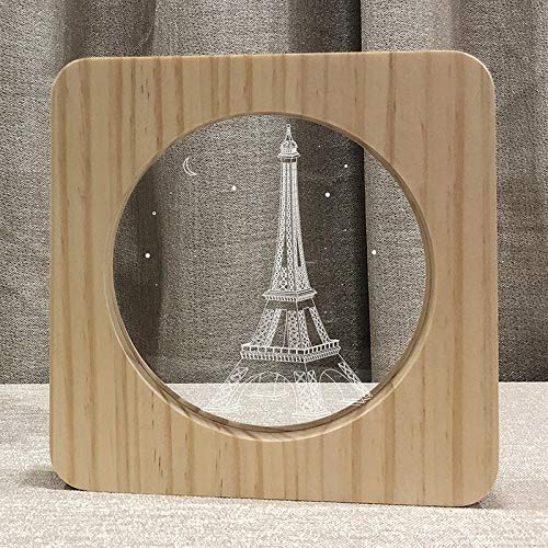 Eiffel Tower 3D Wooden LED Night Light - Romantic Parisian Table Lamp for Bedroom, Nursery & Living Room Decor | Perfect Gift for Kids, Couples & Home Lovers | Creates Cozy Ambiance for Relaxation & Sleep