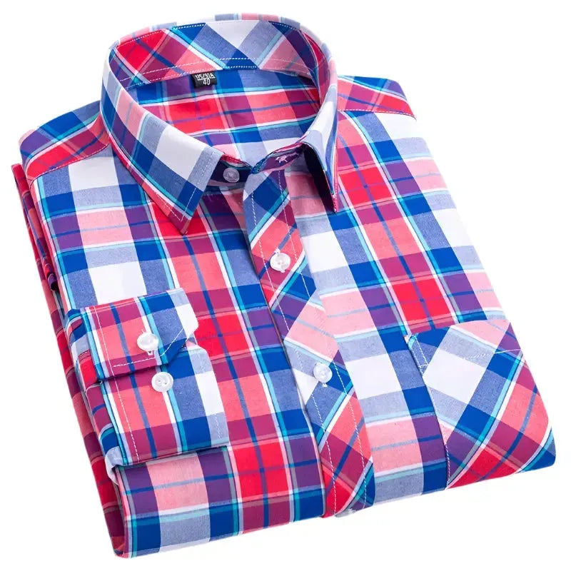 Men's Cotton Plaid Shirt - Casual & Formal Button Down Shirt for Office, Dating & Outdoor Activities