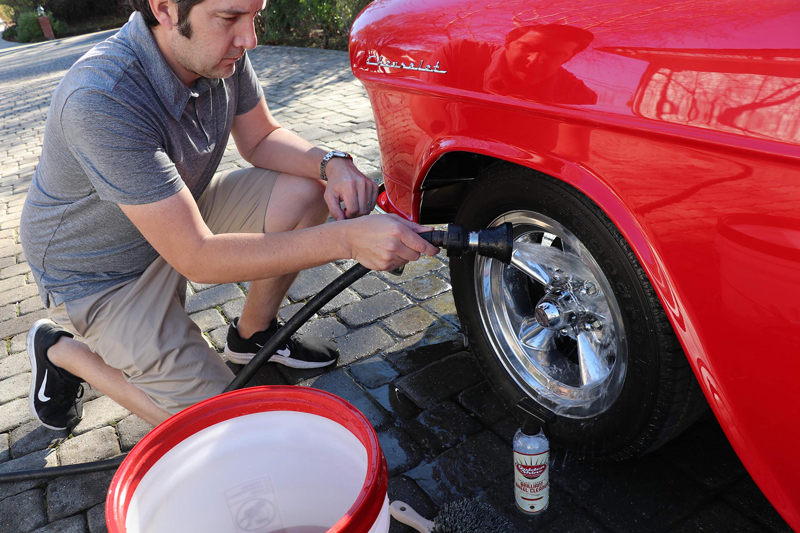 GOLDEN SHINE Premium Wheel Cleaner Spray - 16oz Chrome, Painted & Polished Wheel Cleaner - Safe for Alloy Rims & Hubcaps - Perfect for Car Detailing & Auto Care (44016)