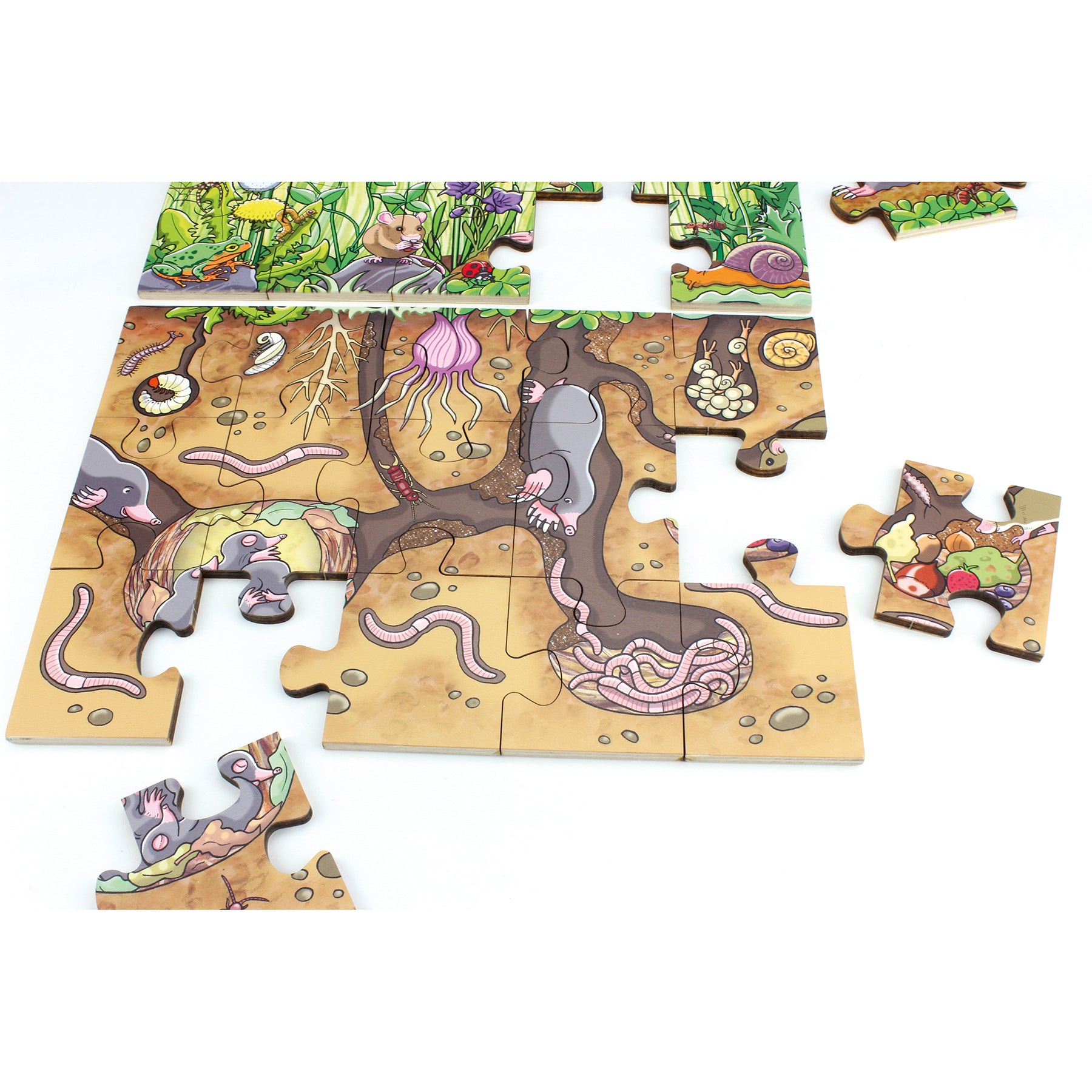 Beleduc 45-Piece Wooden Floor Puzzle - Flower Meadow Design for Kids, Educational Learning Toy for Toddlers & Preschoolers - Perfect for Playrooms, Daycares & Homeschooling Activities