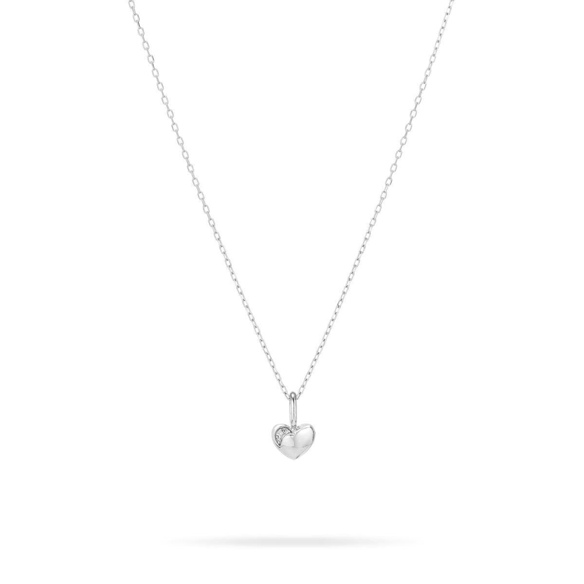 Sterling Silver Diamond Puffy Heart Mini Charm - Elegant Jewelry for Necklaces, Bracelets & Gifts - Perfect for Valentine's Day, Anniversaries & Special Occasions