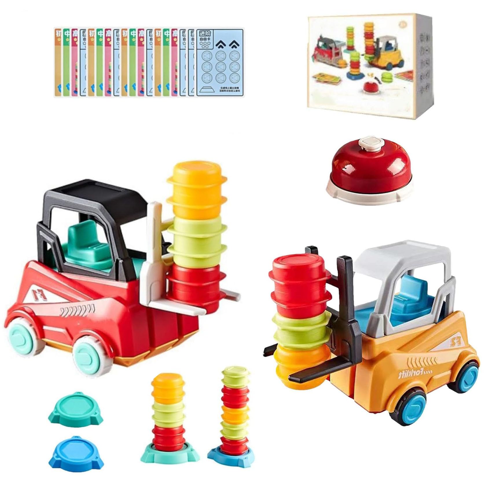 Guboxin Forklift Frenzy Game - Stacking & Transport Toy for Kids, 2-Player Construction Vehicle Sorting Game - Perfect for Indoor Play, Birthday Gifts & STEM Learning Activities