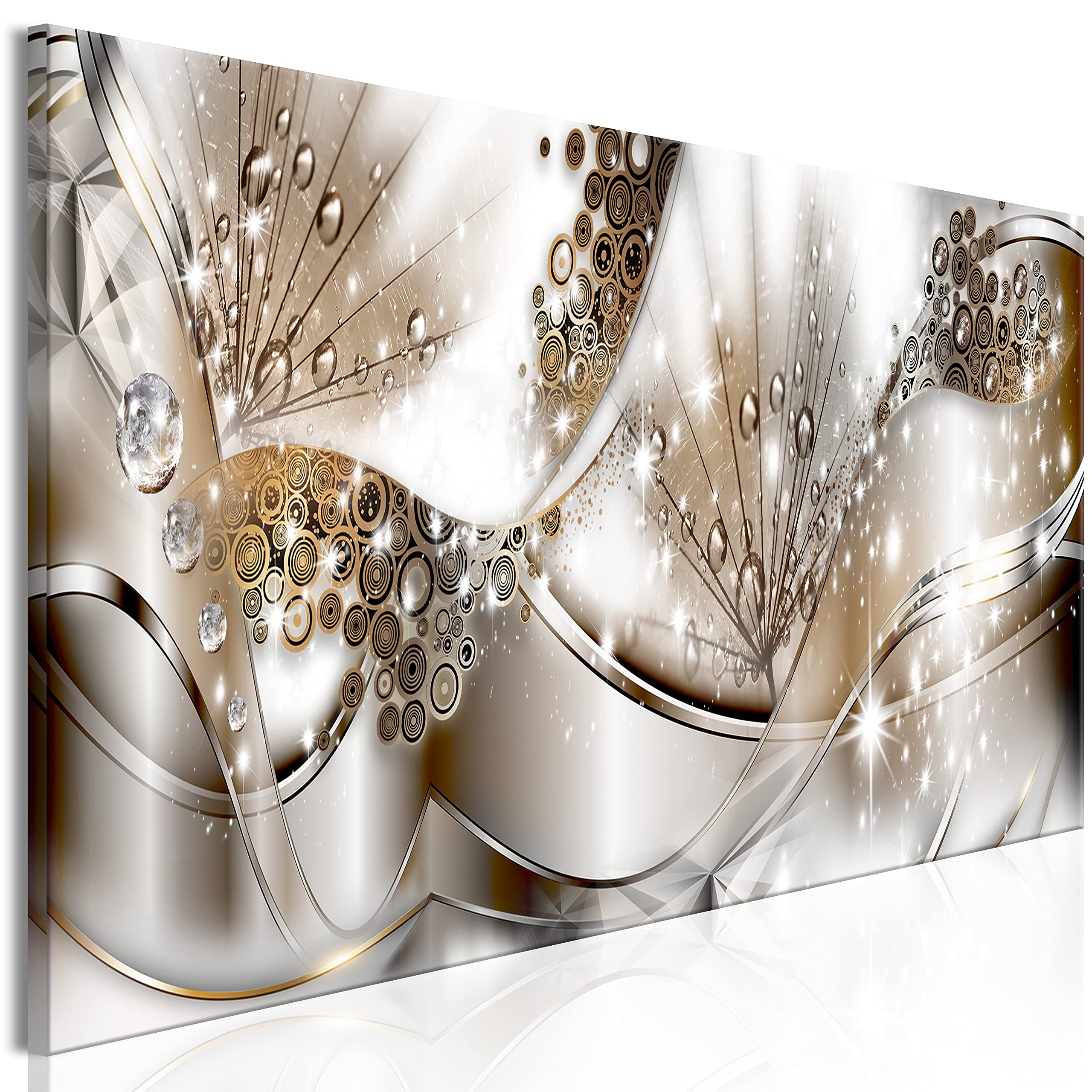 Artgeist Acoustic Canvas Wall Art Print - 47x16 Inch Abstract Soundproof Painting with Acoustic Foam | Modern Dandelion Flower Design in Diamond Beige | Home Office Decor, Studio Sound Absorption, Living Room Wall Art
