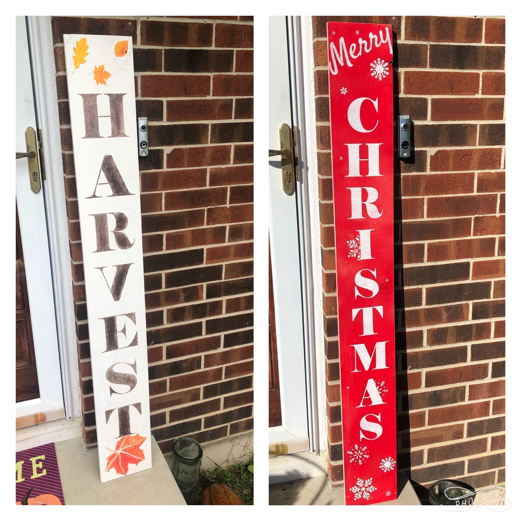 Reversible Front Porch Sign - Customizable XOXO Valentine's Day, Easter & St. Patrick's Holiday Decor - 5ft Two-Sided Handmade Housewarming Gift for Wife & Mom (Cream/Brown/Orange/Yellow/Red) - Perfect for Seasonal Home Decor & Outdoor Welcome Signs