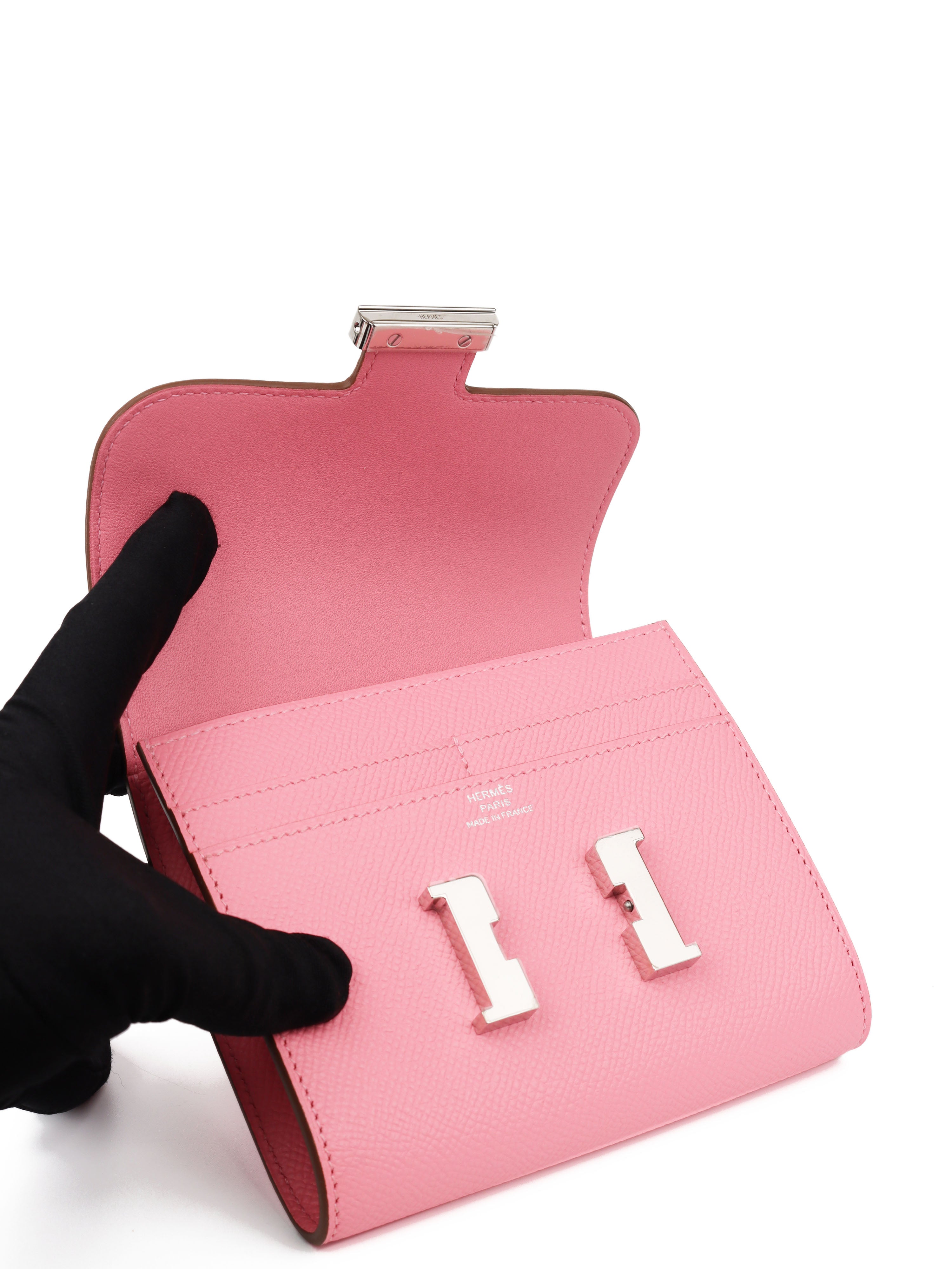 Hermes Rose Confetti Constance Epsom Slim Wallet - Luxury Women's Designer Wallet for Everyday Use & Special Occasions