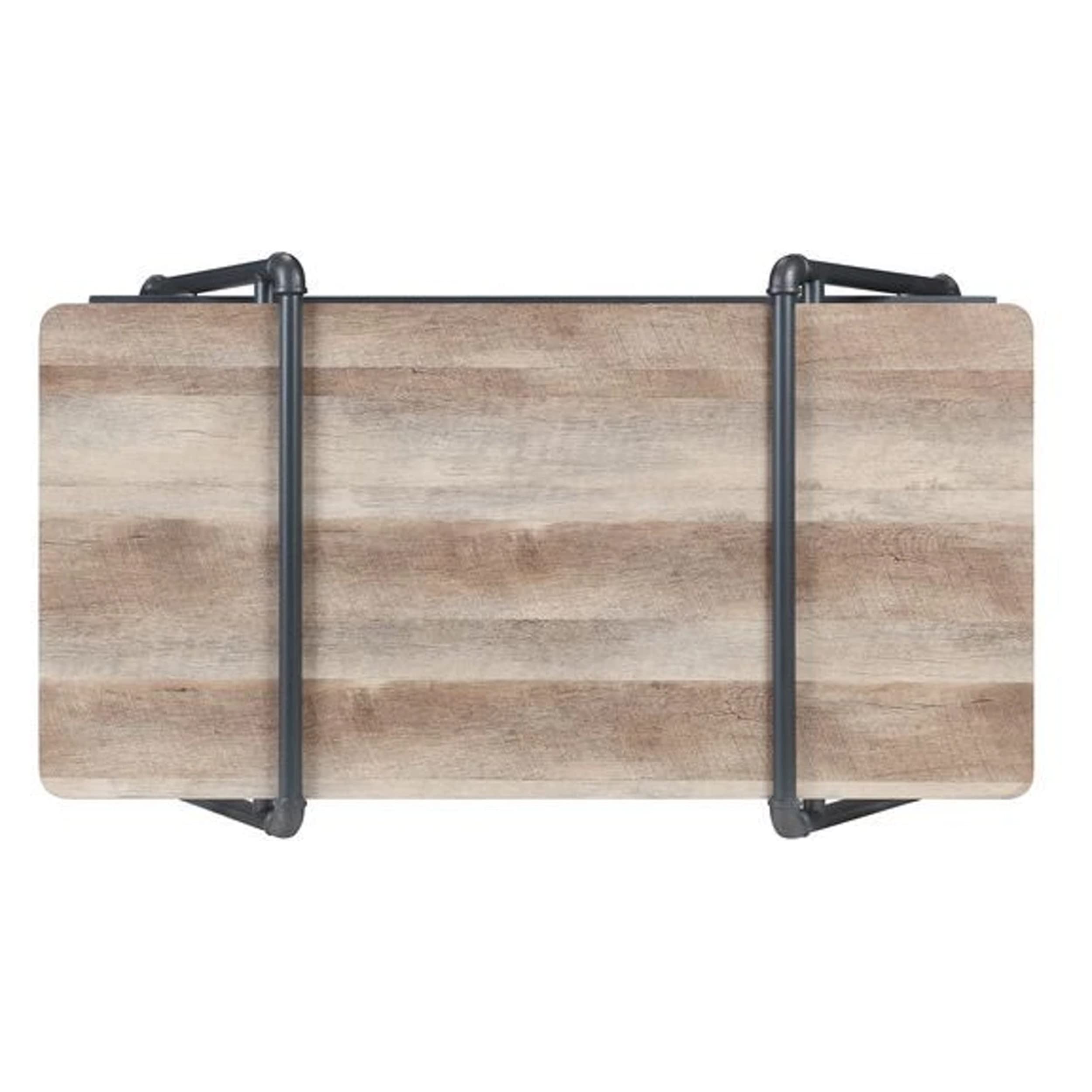 Benjara Modern Coffee Table with Wooden Top & Metal Mesh Shelf - Brown & Black Finish for Living Room, Lounge, or Office Decor