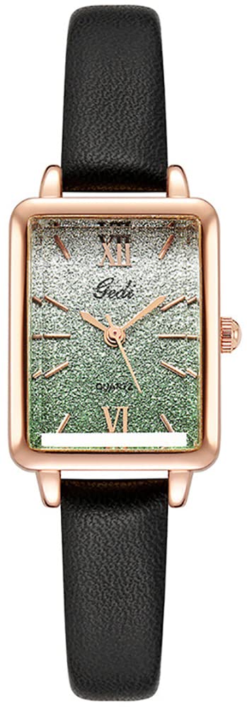 MASTOP Women's Fashion Watch - Square Gradient Dial with Roman Numerals, Leather Strap, Quartz Movement, Waterproof Ladies Wristwatch | Perfect for Office, Party & Everyday Wear