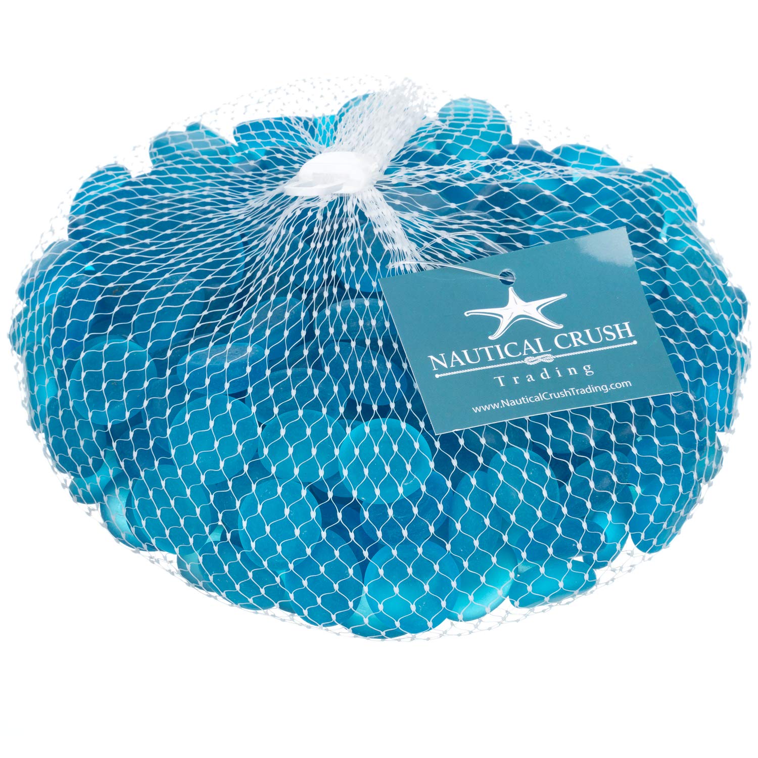 3 Lb (315 pcs) Aqua Blue Flat Glass Marbles - Premium Vase Filler, Home Decor & Craft Stones - Clear Glass Pebbles for Centerpieces, Floral Arrangements & Aquarium Landscaping - Perfect for Weddings, Events and DIY Projects