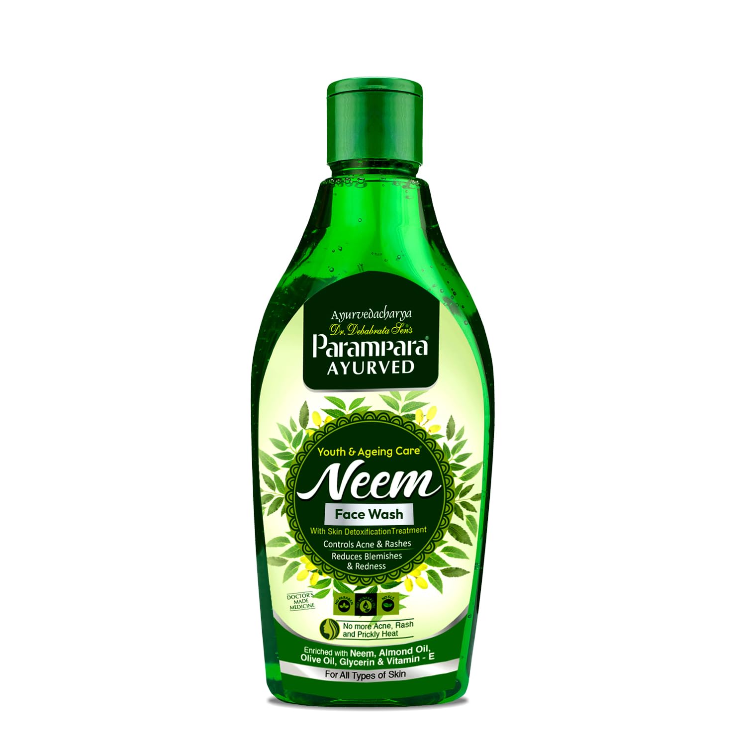 Parampara Ayurved Neem Face Wash for Pimple & Acne Control - Oil Free, Deep Cleansing Treatment for Blackhead Removal | Paraben & Sulfate-Free, Natural Anti-Inflammatory Formula | 300ml | Perfect for Oily & Acne-Prone Skin Daily Care