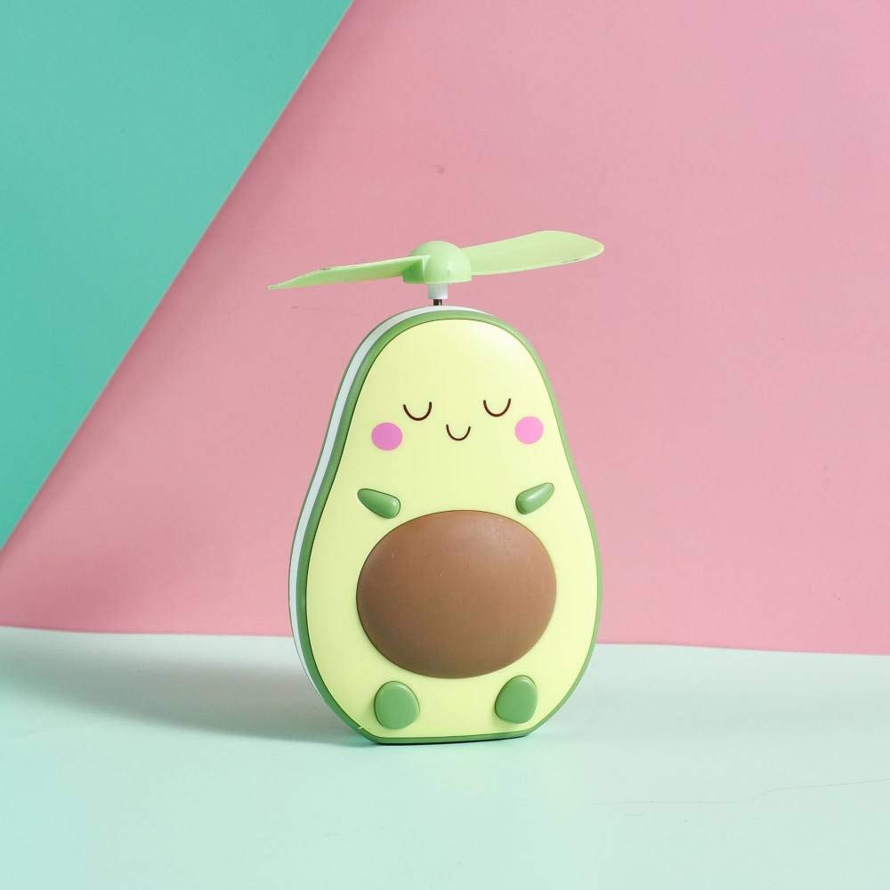 CFCYS Mini USB Rechargeable Handheld Fan - Portable Electric Desk Fan with Cute Green Avocado Design, Personal Cooling Fan for Home, Office, Travel, Gym & Outdoor Activities | Mirror Feature & Quiet Operation
