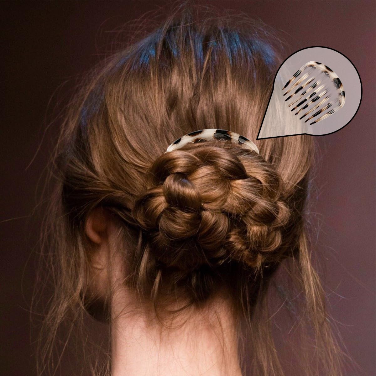 Jagowa 5PCS Vintage French Twist Comb Hair Pins - Retro Celluloid Hair Clips with 9 Teeth for Women & Girls | Perfect for Updos, Weddings & Everyday Hairstyles