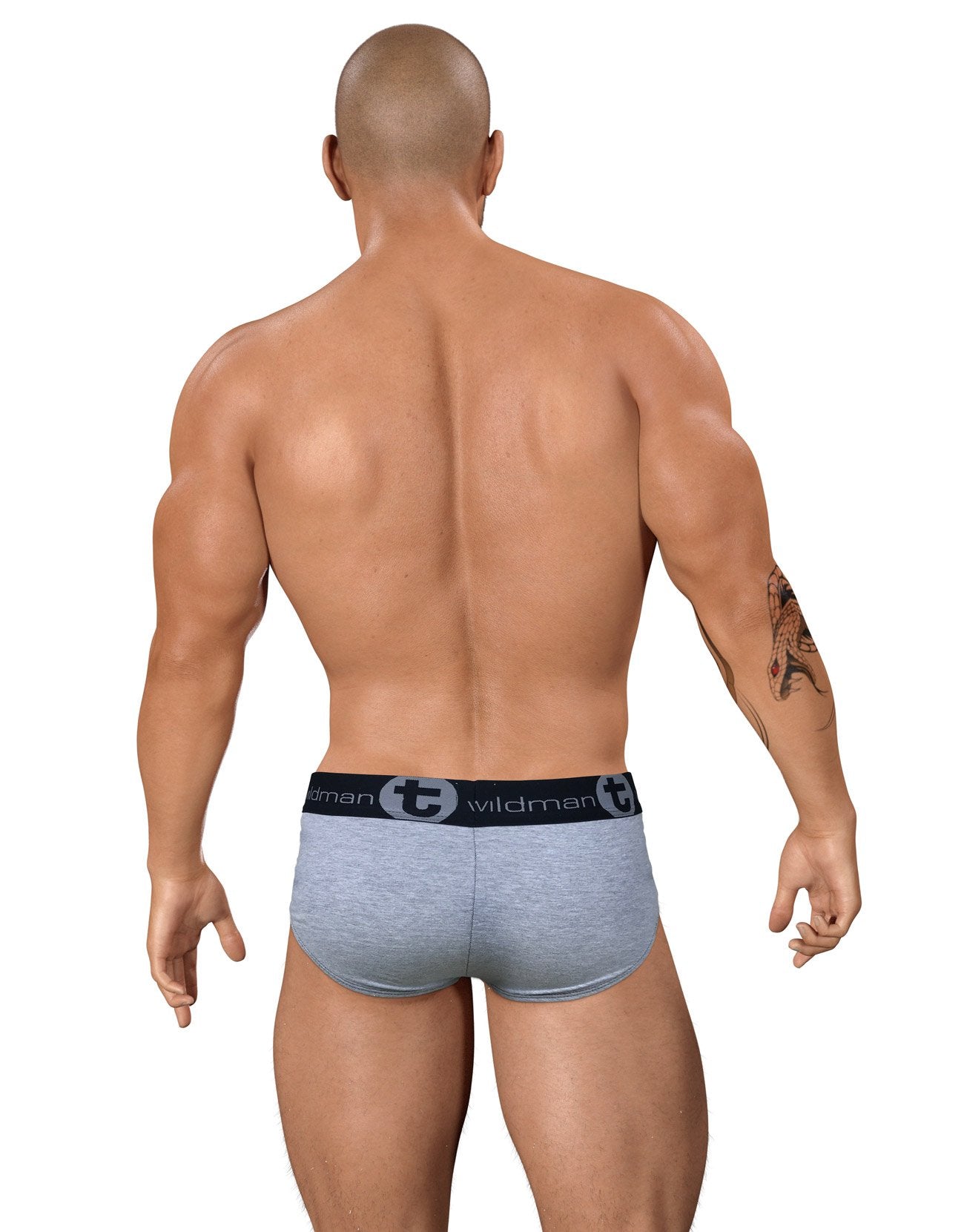 WildmanT Stretch Cotton Big Boy Pouch Brief Underwear - Soft Breathable Gray/Red Boxer Briefs for Men - Perfect for Sports, Gym & Everyday Comfort