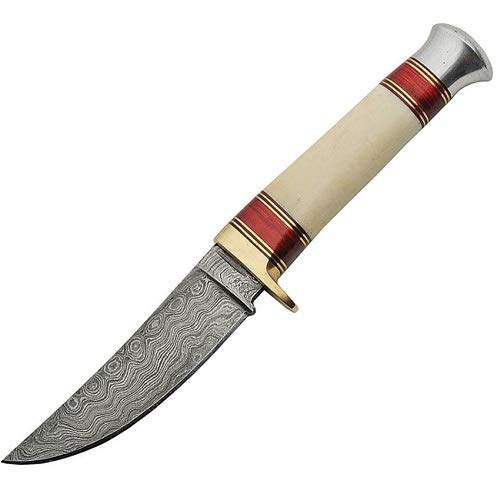 Damascus Fixed Blade Knife - Hunting & Outdoor Survival