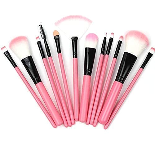BELLAS 12Pcs Pink Makeup Brush Set for Eyeshadow Foundation & Contour - Perfect for Professional Makeup & Travel