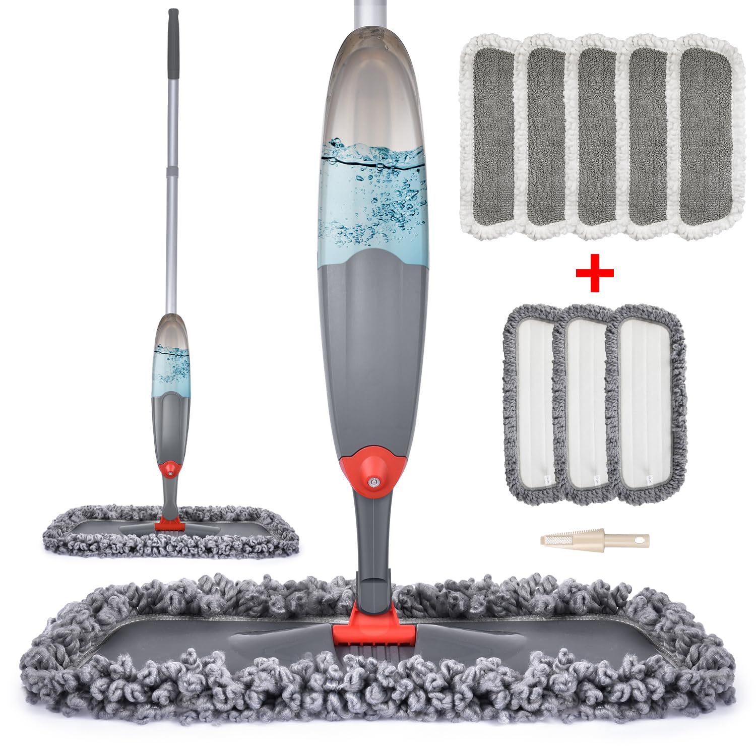 Domi-patrol Spray Mop for Hardwood Floors - Microfiber Wet Dry Mop with 8 Washable Pads & Refillable Bottle - Perfect for Tile, Laminate & Hardwood Floor Cleaning - Ideal for Kitchen, Bathroom & Living Room Cleaning