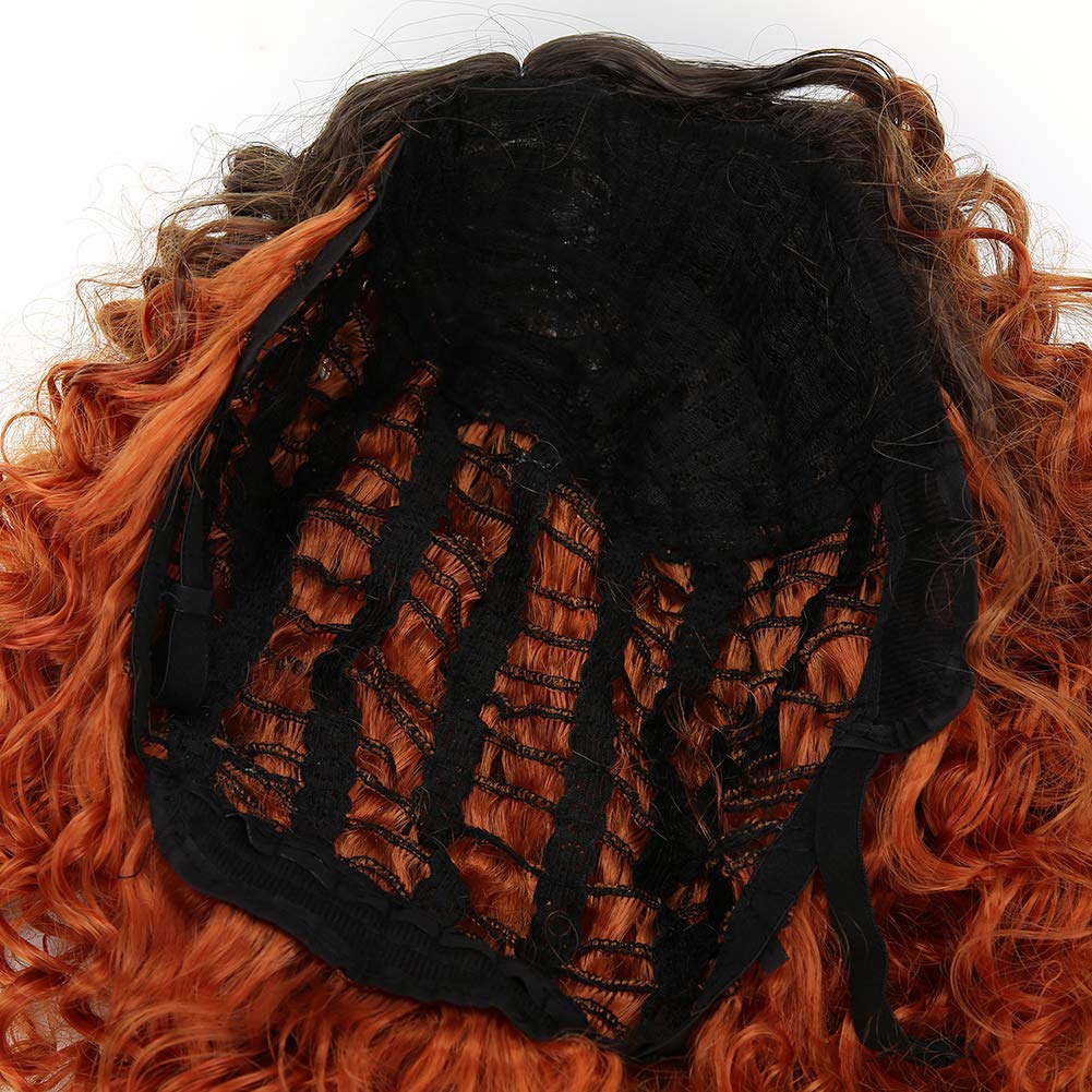 Gradient Brown Curly Wavy Wig - Mid-Length Synthetic Hair with Small Curls for Halloween & Christmas Costumes | Perfect for Cosplay, Parties, and Daily Fashion