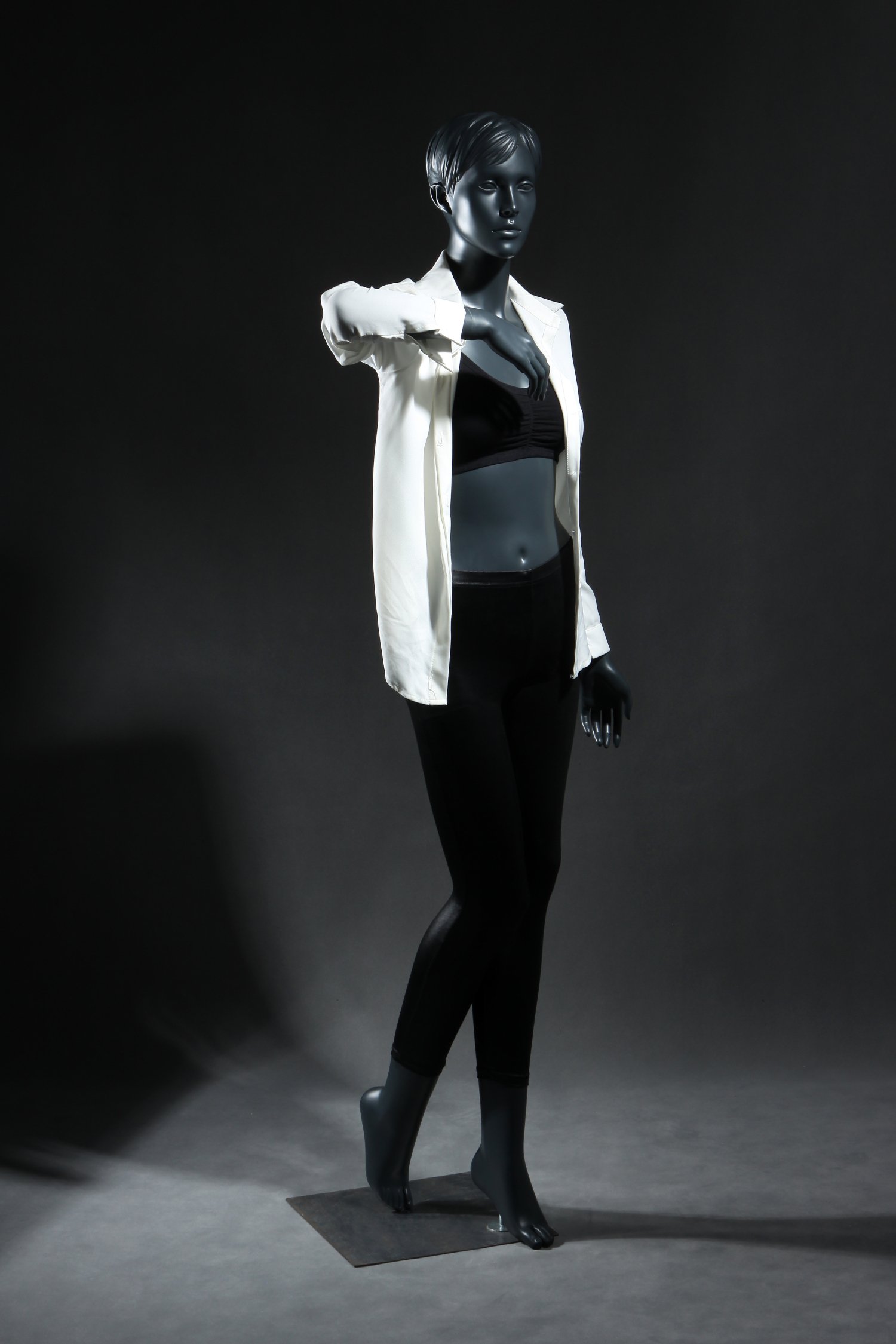 Abstract Style Grey Fiberglass Female Full Body Mannequin for Clothing Store Display, Window Dressing, and Fashion Boutique Visual Merchandising