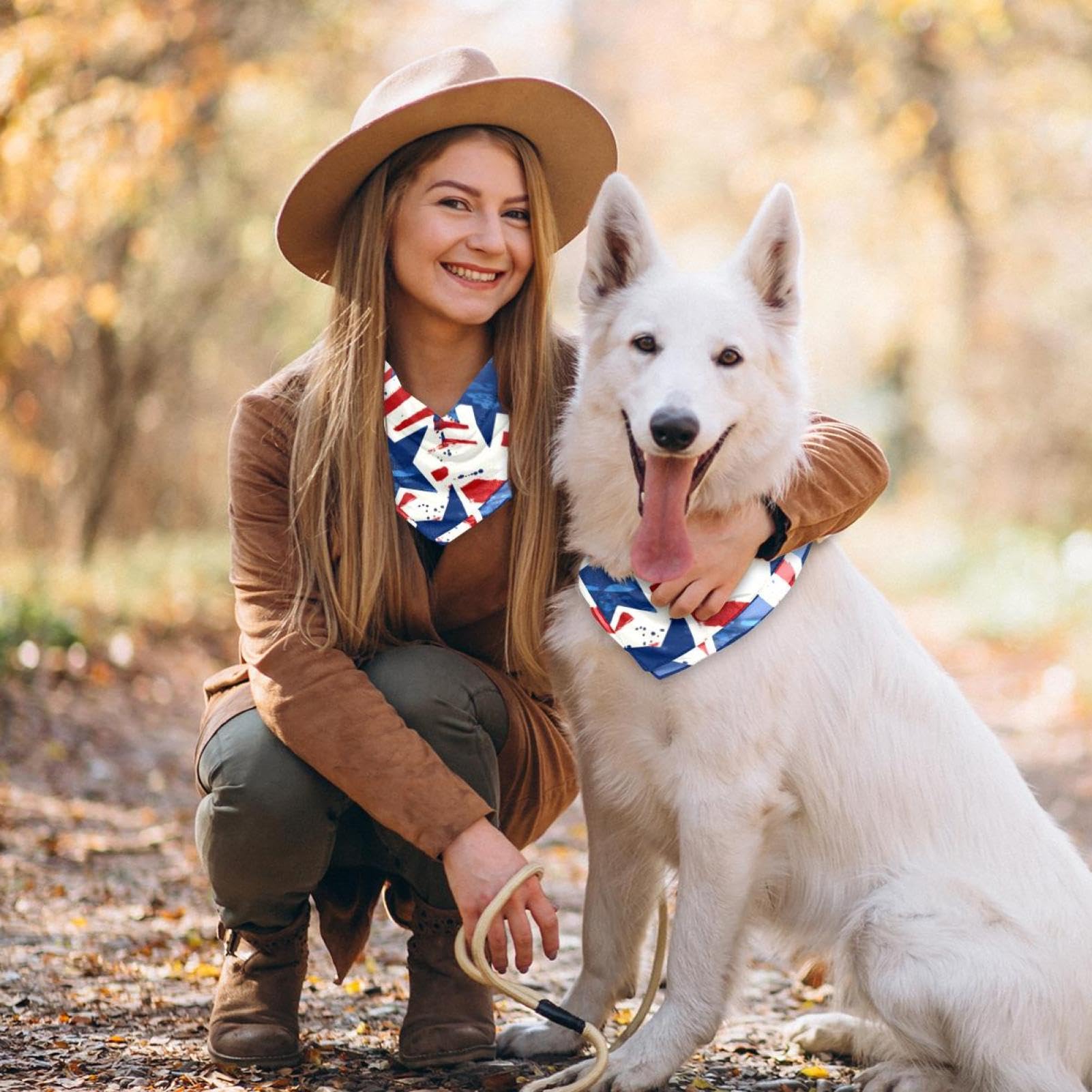 American Flag Dog Bandanas - 2-Piece Patriotic Pet Bandana Set for 4th of July, Dog Scarf & Accessories - Perfect for Independence Day Celebrations & Outdoor Adventures