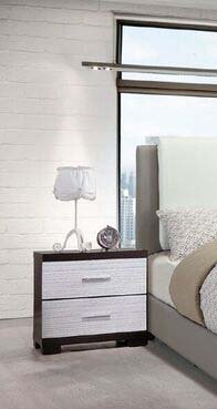 Poundex Rita Rubber Wood Nightstand with 2 Drawers - White and Black Finish for Bedroom, Living Room, or Office Furniture