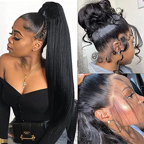 MEGALOOK 360 Lace Front Wigs Human Hair Straight 26inch 180% Density Brazilian Virgin Hair - Pre Plucked with Baby Hair, Transparent Full Lace Wig for Women | Perfect for Daily Wear, Cosplay, Weddings & Special Occasions