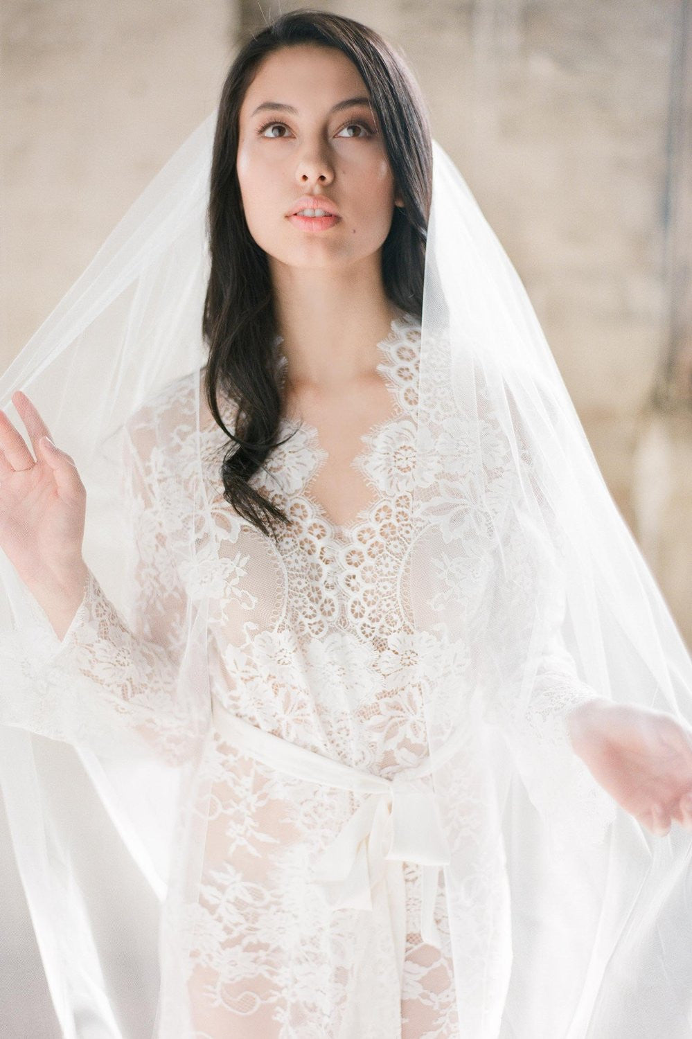 Roseline French Lace Single Layer Cathedral Wedding Veil - Elegant Bridal Accessory for Church Ceremonies & Formal Weddings