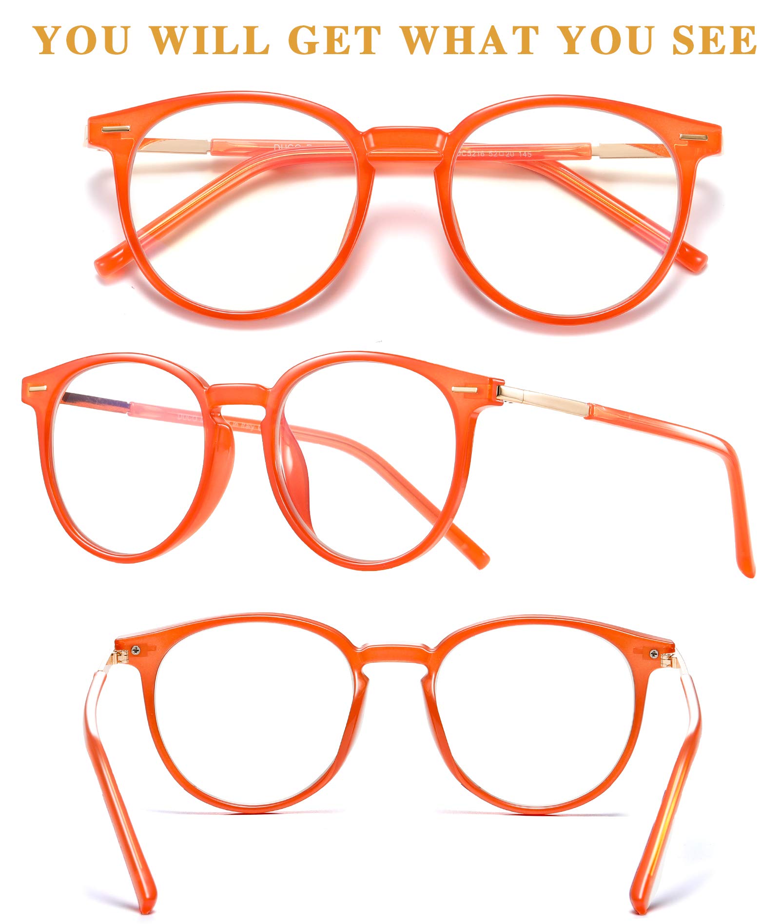 DUCO Blue Light Blocking Glasses for Men & Women - Anti Eyestrain Computer Gaming Glasses with Retro Round Frame (Model 5216) - Perfect for Office Work, Online Classes & Late-Night Screen Use
