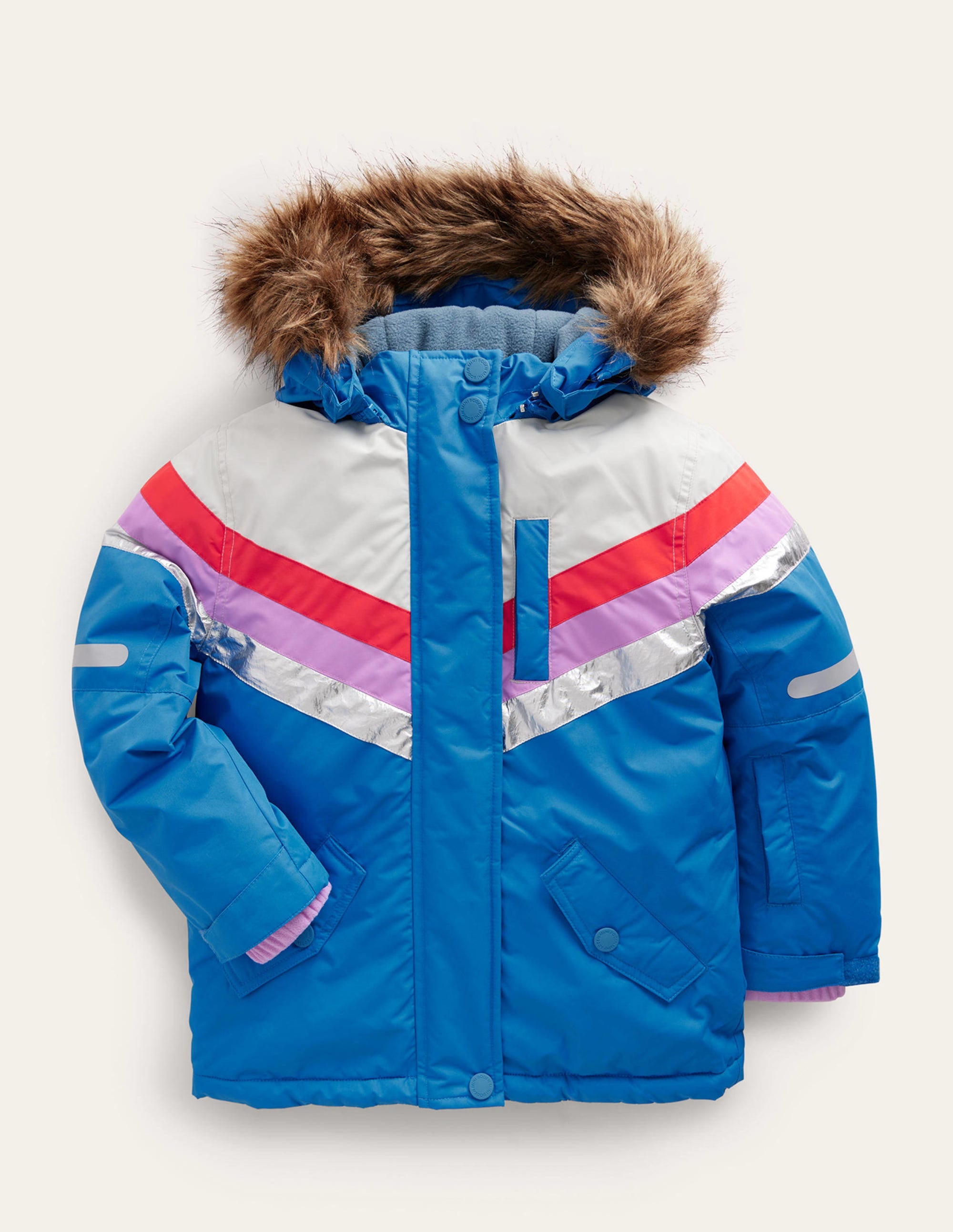 Waterproof All-Weather Jacket for Women - Ivory & Blue Floral Print - Outdoor Hiking, Camping & Rainy Day Wear