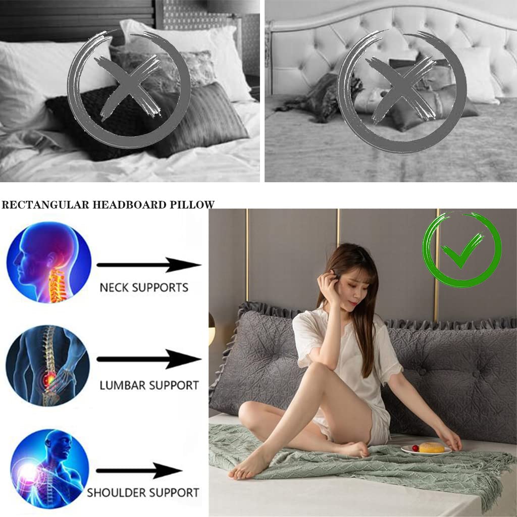 **Large Soft Reading Bed Rest Pillow - 70inch/180cm Grey Wedge Cushion with Headboard & Lumbar Support for Dorm, Daybed, or Full Size Bed - Perfect for Reading, Relaxing, and Back Pain Relief**