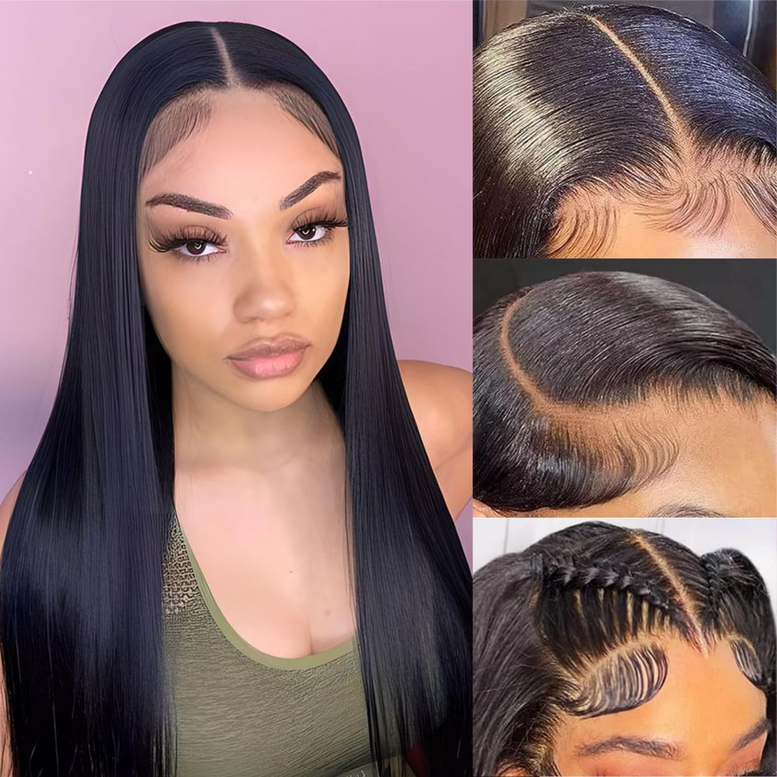 20 Inch Straight Lace Front Wigs Human Hair - Pre Plucked 180% Density Glueless Wigs with 13x4 HD Transparent Lace - Brazilian Virgin Hair for Women - Perfect for Daily Wear, Cosplay & Special Occasions
