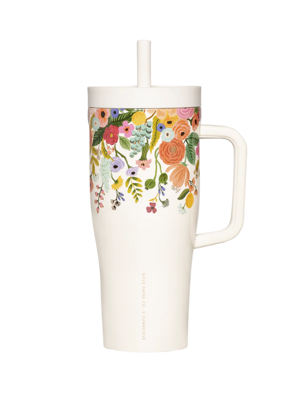 Corkcicle Garden Party Cream Cruiser - Insulated Stainless Steel Tumbler for Outdoor Picnics, BBQs, and Summer Parties - Keeps Drinks Cold for Hours