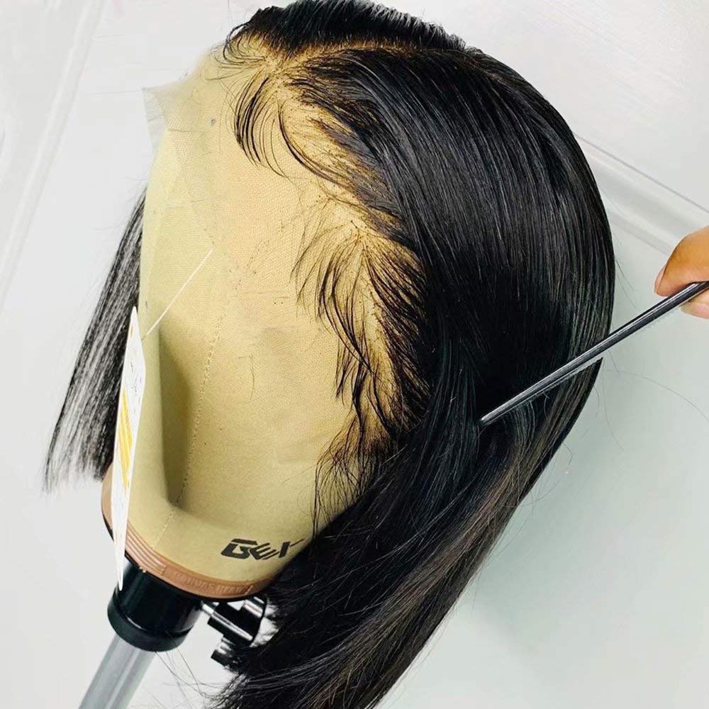 HD Transparent Lace Short Bob Human Hair Wigs - Pre Plucked 13x4 Lace Front Wig with 150% Density Brazilian Remy Hair - Natural Color 10 Inch Bob Cut for Women | Perfect for Daily Wear, Cosplay & Special Occasions